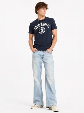 Abercrombie & Fitch Vintage Flare Jeans Light Wash Y2K 90s Boho 29x32 Made USA
